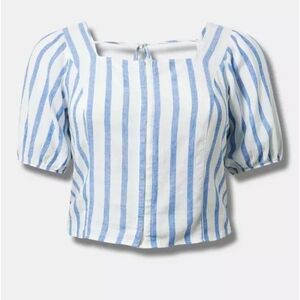 Torrid Blue and White Striped Blouse